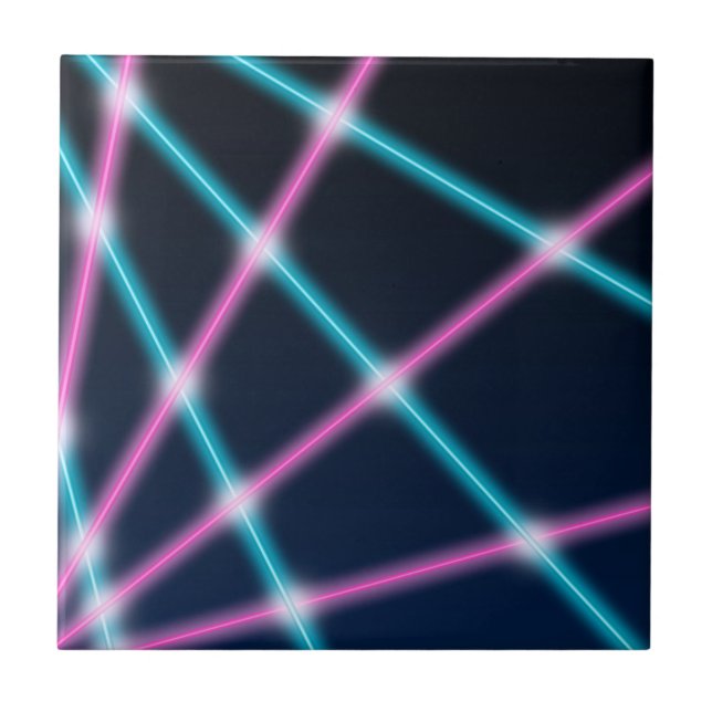 Cool 80s Laser Light Show Background Retro Neon Tile (Front)