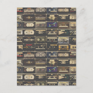 Cool 80s vintage cassette postcard