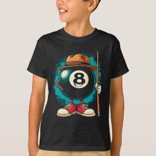 Cool 8 Ball Character Funny Billiards  T-Shirt