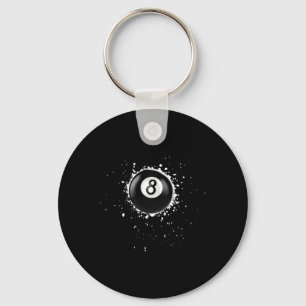 Cool 8-ball Eight Pool Billiards Paint Splatter Ei Keychain