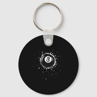 Cool 8-ball Eight Pool Billiards Paint Splatter Ei Keychain