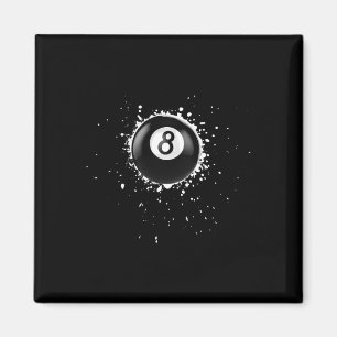 Cool 8-ball Eight Pool Billiards Paint Splatter Ei Magnet