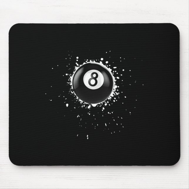 Cool 8-ball Eight Pool Billiards Paint Splatter Ei Mouse Pad (Front)