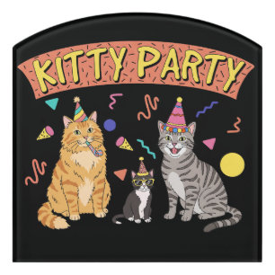 Cool 90s Cat Party 1990s Themed Kitty Door Sign