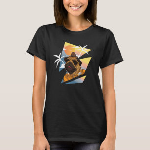 Cool 90s Dog Pug Vintage Animal Nineties Beach Sun T-Shirt