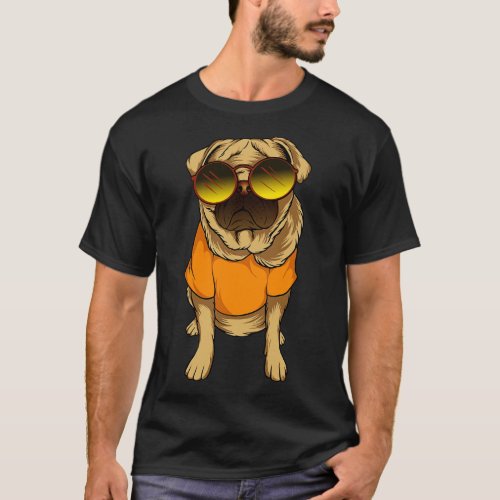 Cool 90s Pug Wearing Sunglasses T_Shirt