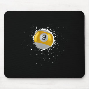 Cool 9-ball Nine Pool Billiards Paint Splatter Bil Mouse Pad