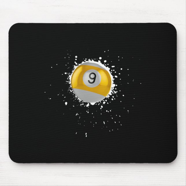 Cool 9-ball Nine Pool Billiards Paint Splatter Bil Mouse Pad (Front)