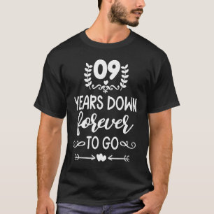 Cool 9th Anniversary  For Husband Wife Couple T-Shirt