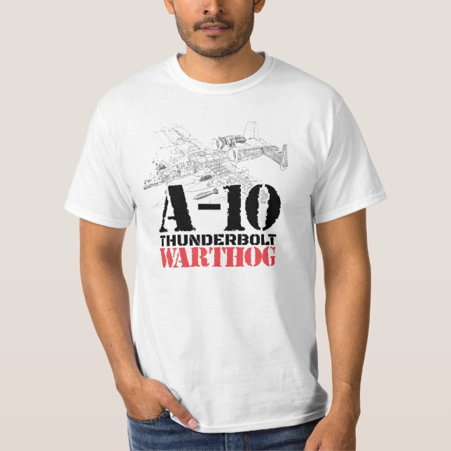 Cool A-10 Thunderbolt Warthog Aircraft Schematic T-Shirt (Front)