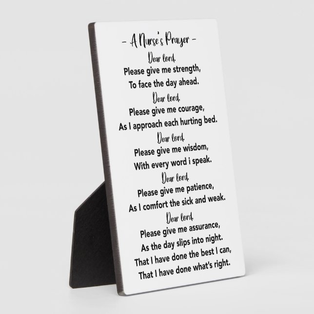 Cool A Nurse's Prayer Photo Plaque with Easel Gift (Side)