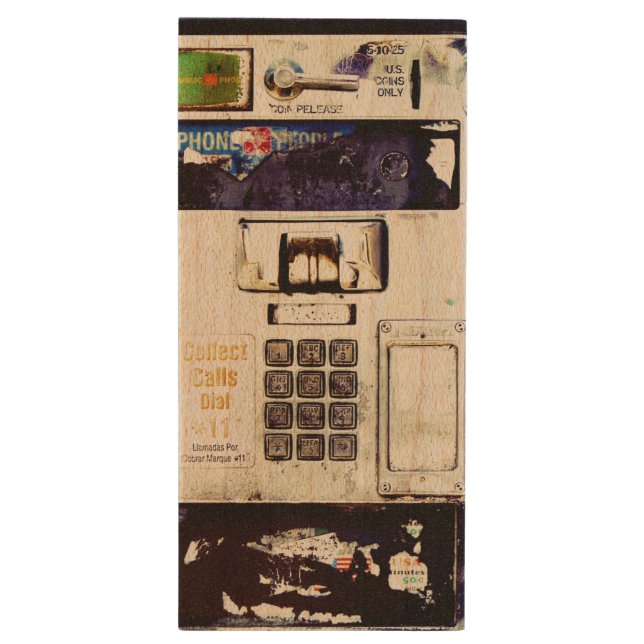 COOL Abandoned Payphone  Wood Flash Drive (Back (Vertical))