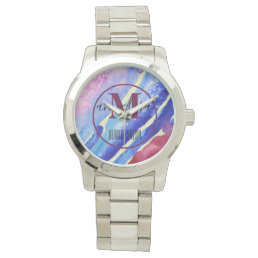 Cool Abstract Art Blue Purple Pink Magenta E-Watch Watch