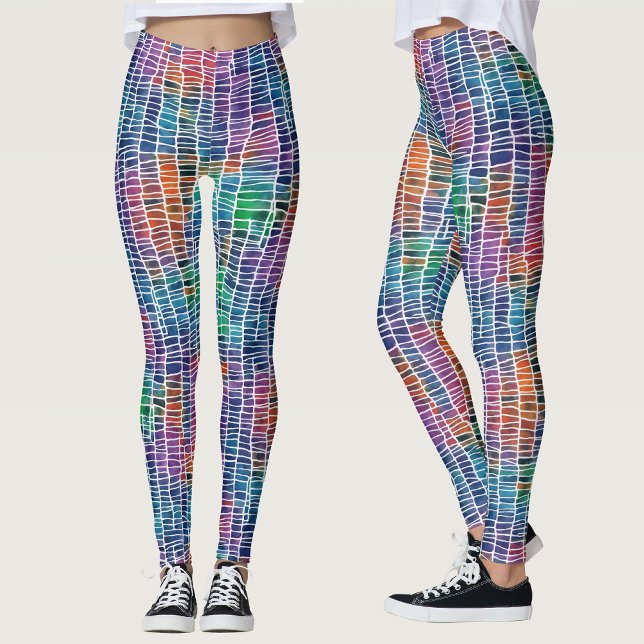 Cool Abstract Artsy Rainbow Watercolor Pattern Leggings (Creator Uploaded)