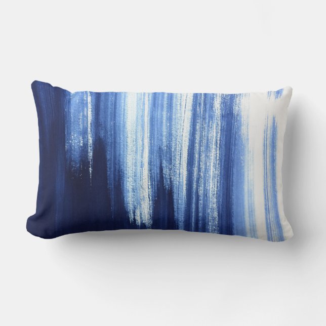cool abstract blue and white modern  throw pillow (Front)