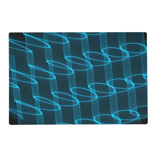 Cool Abstract Blue Neon Waves Placemat (Front)