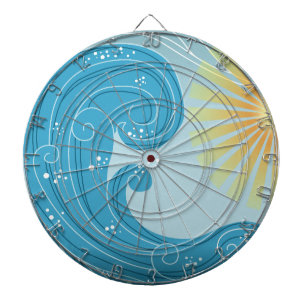 Cool Abstract Blue Ocean Yellow Sun Dart Board