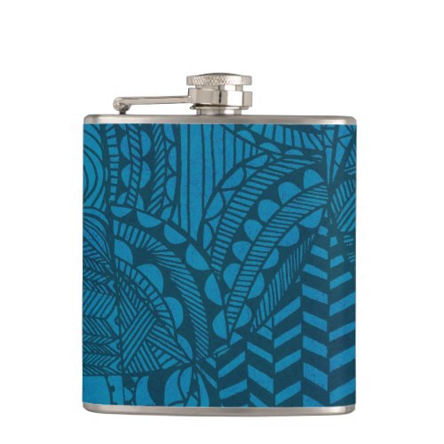 Cool Abstract Blue Pattern Flask