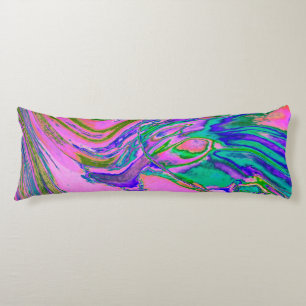 Cool Abstract Chartreuse and Hot Pink Groovy Retro Body Pillow