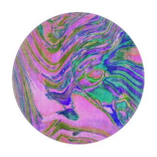 Cool Abstract Chartreuse and Hot Pink Groovy Retro Cutting Board