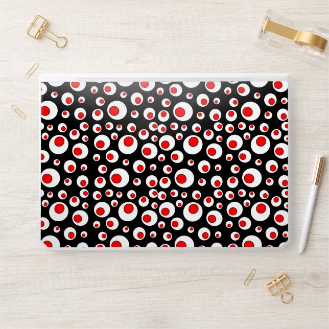 Cool Abstract Circular Pattern Red White Circles HP Laptop Skin (Desk)