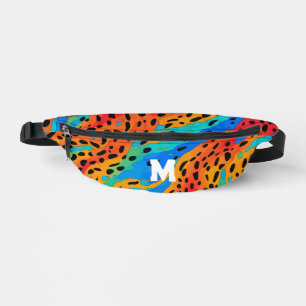 Cool Abstract Colorful Animal Print Monogram Fanny Pack
