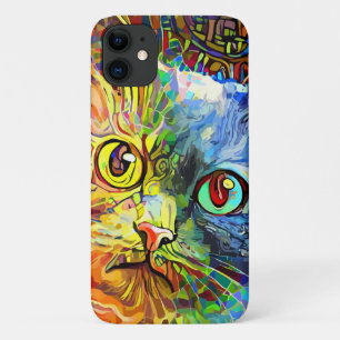 Cool Abstract Colorful Kitten Cat Feline Cat Lover iPhone 11 Case
