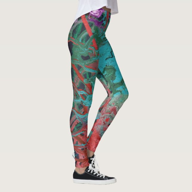 cool abstract cosmic color star galaxy pattern leggings (Right)
