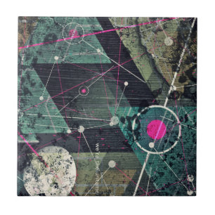 Cool Abstract Digital Graffiti Art Geometic Ceramic Tile