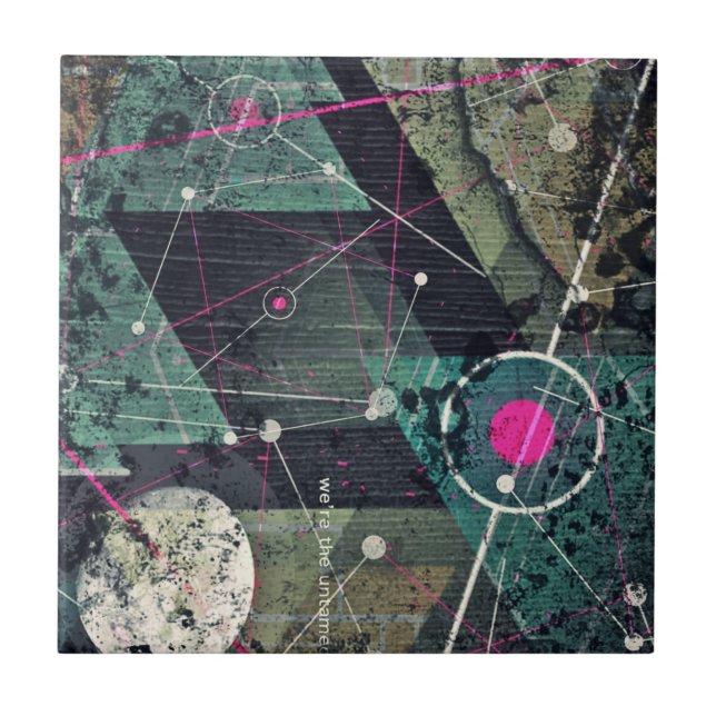 Cool Abstract Digital Graffiti Art Geometic Ceramic Tile (Front)
