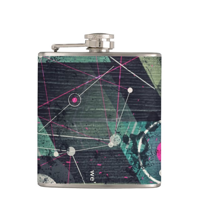 Cool Abstract Digital Graffiti Art Geometic Flask (Front)