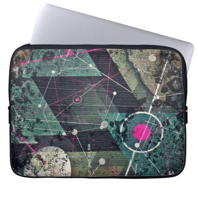 Cool Abstract Digital Graffiti Art Geometic Laptop Sleeve (Front)