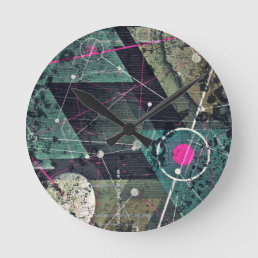 Cool Abstract Digital Graffiti Art Geometic Round Clock