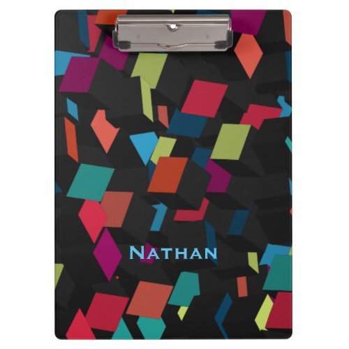 Cool Abstract Geometric Cube Pattern Personalised Clipboard