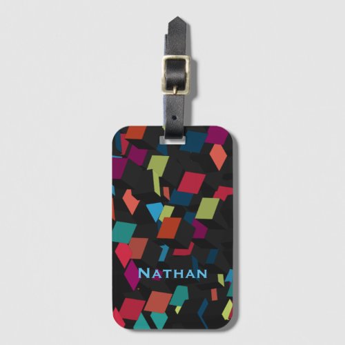 Cool Abstract Geometric Cube Pattern Personalised Luggage Tag