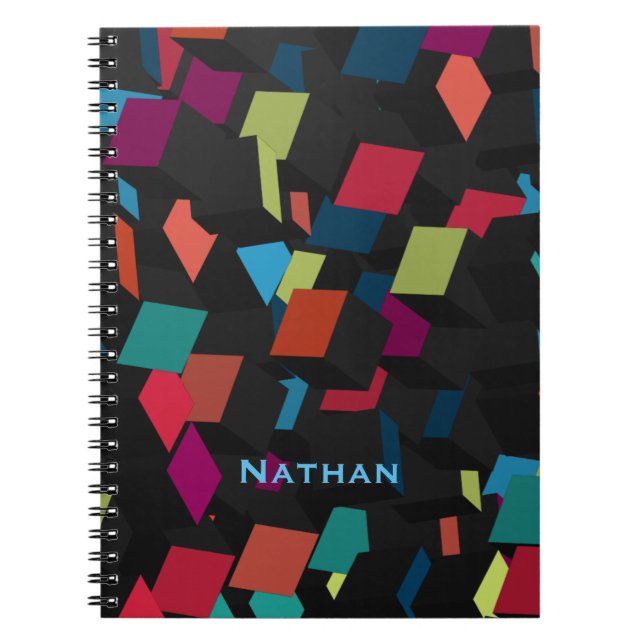Cool Abstract Geometric Cube Pattern Personalized Notebook (Front)