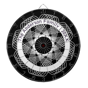 Cool Abstract Geometric Design Black and White Dart Board