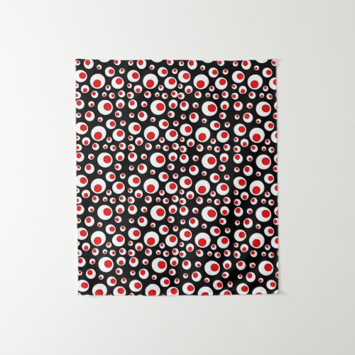 Cool Abstract Geometric Pattern Red White Circles Tapestry