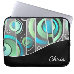Cool Abstract Geometric Pattern with Monogram Laptop Sleeve