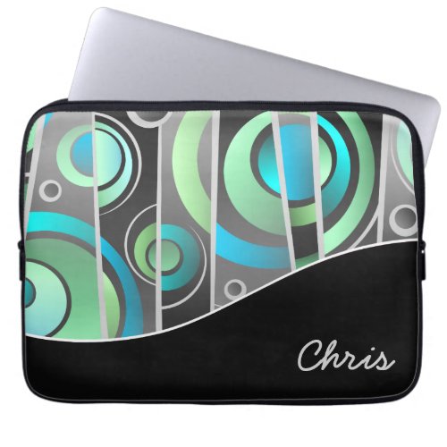 Cool Abstract Geometric Pattern with Monogram Laptop Sleeve