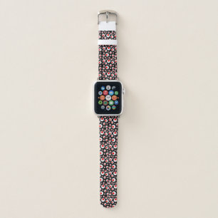 Cool Abstract Geometric Red white Circles Black Apple Watch Band