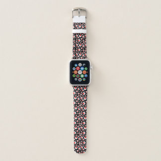 Cool Abstract Geometric Red white Circles Black Apple Watch Band