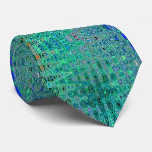 Cool Abstract Green and Black Atomic Retro Zigzags Neck Tie