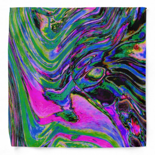 Cool Abstract Green, Black and Blue Groovy Retro Bandana
