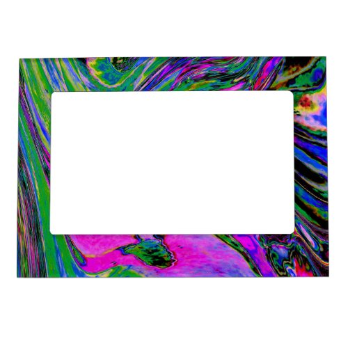 Cool Abstract Green, Black and Blue Groovy Retro Magnetic Frame