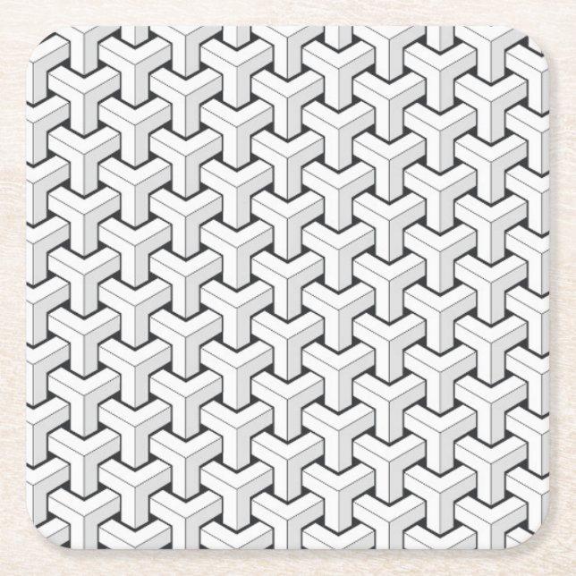 Cool Abstract Isometric Y Shaped Cubes Square Paper Coaster (Front)
