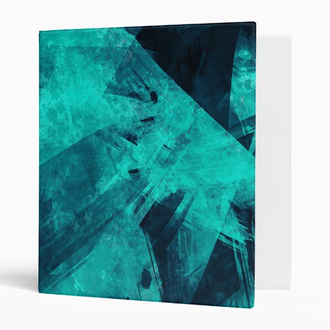 Cool Abstract Jagged Blue Art 3 Ring Binder (Front/Inside)