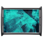 Cool Abstract Jagged Blue Art Serving Tray