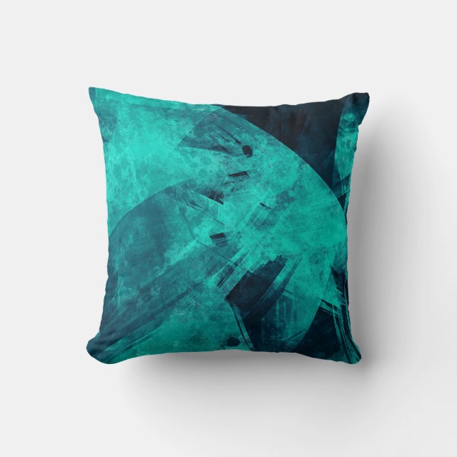 Cool Abstract Jagged Blue Art Throw Pillow (Front)