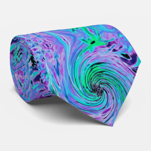 Cool Abstract Lime Green and Purple Floral Swirl Neck Tie